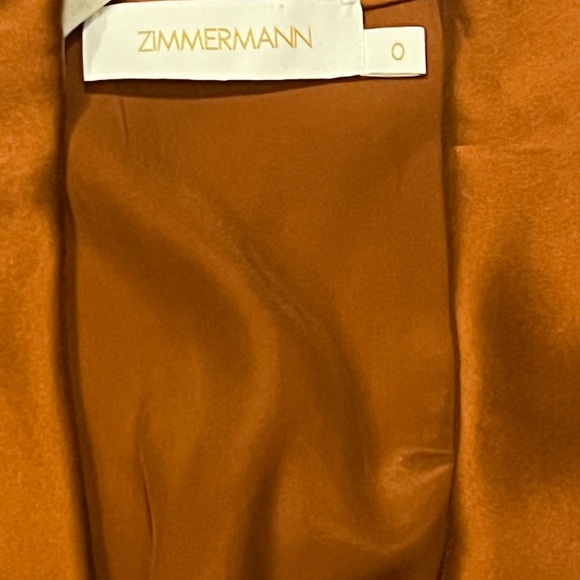 Beautiful Zimmermann Silk Ruffle  Wrap Dress in Burnt Orange., size 0 - Picture 3 of 5